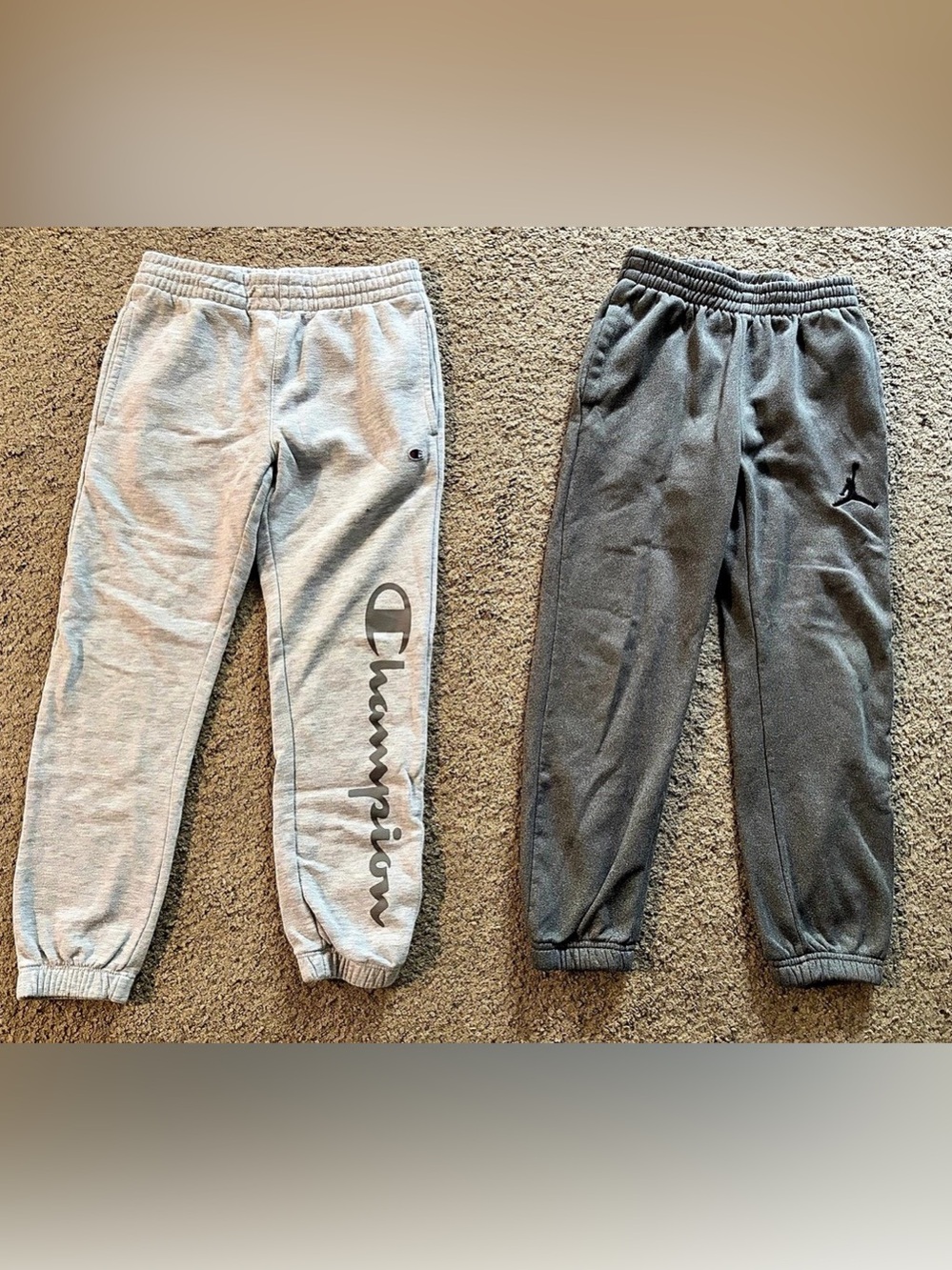 Jordan/Champion Kids Jogger Sweatpants 2-Piece Set Gray & White Size Small